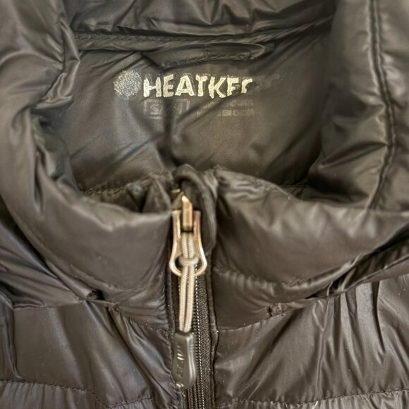 Flattering Fitted Black Puffer Jacket Lightweight Hooded Insulated Size S - Picture 8 of 13